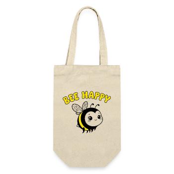 Bee Happy – Cute Cartoon Bee in Yellow Black - Gift Bag for Bottles - nature - Front