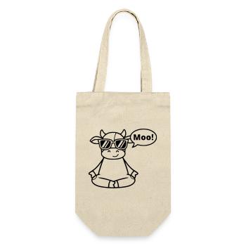 Yoga Kuh Meditation Moo Comic Vektor - Geschenkbeutel für Flaschen - Natur - Vorne