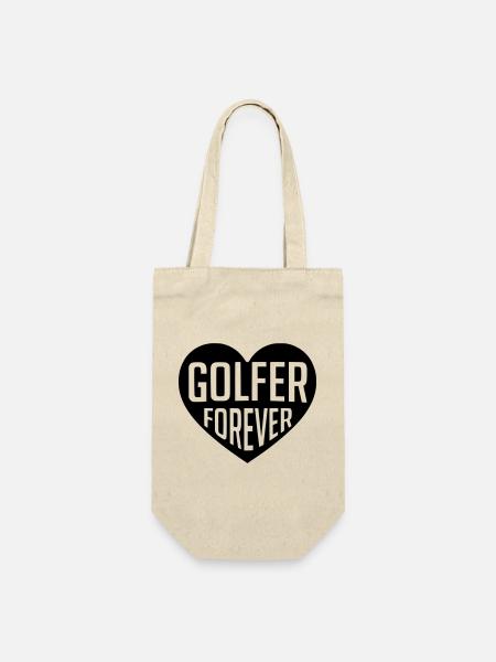 Golf - Golfer Forever Herz - Geschenkbeutel für Flaschen - Natur