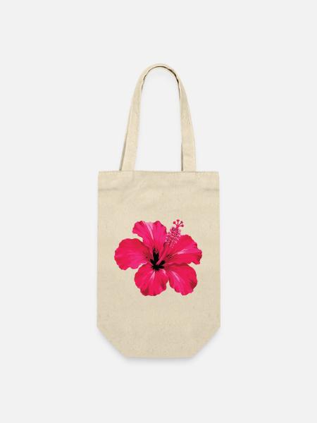 Hibiskus Neon Glow Fuchsia - Geschenkbeutel für Flaschen - Natur