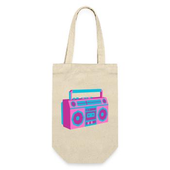 Boombox Ghettoblaster 80er Retro Roller Disco - Geschenkbeutel für Flaschen - Natur - Vorne
