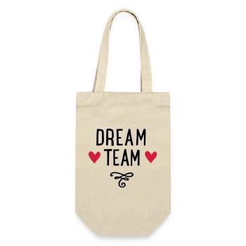 Dream Team with Hearts Gift - Gift Bag for Bottles - nature - Front