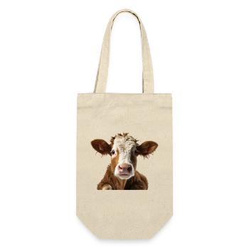 Visage de vache : Curiosité sur le pâturage - Sac à bouteille - nature - Devant