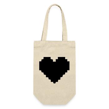 Schwarzes herz schwarz Pixelherz Geschenk - Geschenkbeutel für Flaschen - Natur - Vorne