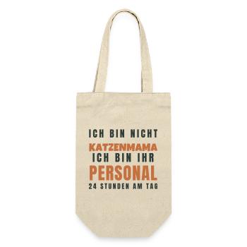 Katzenmama Ich bin ihr Personal - Lustig Katze - Geschenkbeutel für Flaschen - Natur - Vorne