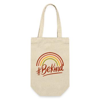 BeKind Rainbow Script Tee - Geschenkbeutel für Flaschen - Natur - Vorne