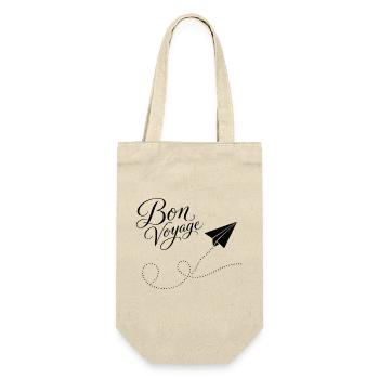 Bon Voyage gute Reise Papierzug Flugzeug France - Geschenkbeutel für Flaschen - Natur - Vorne