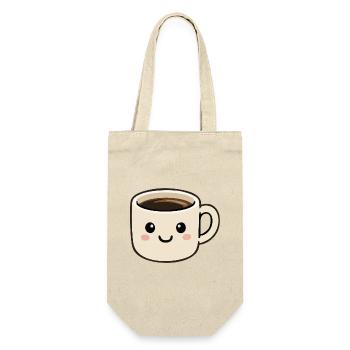 Süßer lächelnder Kawaii-Kaffeetassen-Cartoon - Geschenkbeutel für Flaschen - Natur - Vorne