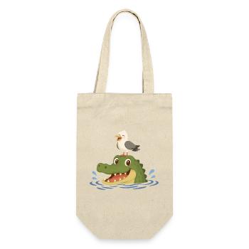 Funny crocodile with seagull - Gift Bag for Bottles - nature - Front