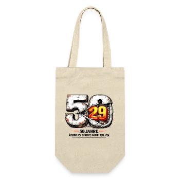 50 Jahre – äußerlich gereift, innerlich 29. - Geschenkbeutel für Flaschen - Natur - Vorne