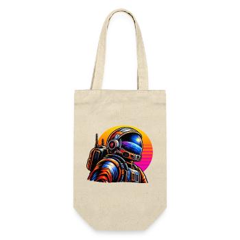 Astronaut im Neon-Sonnenuntergang - Geschenkbeutel für Flaschen - Natur - Vorne