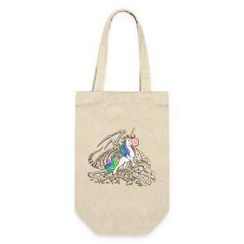 Einhorn Drache Drachenskelett Fabelwesen Fantasy - Geschenkbeutel für Flaschen - Natur - Vorne