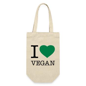 I LOVE VEGAN Veganer - Gift Bag for Bottles - nature - Front