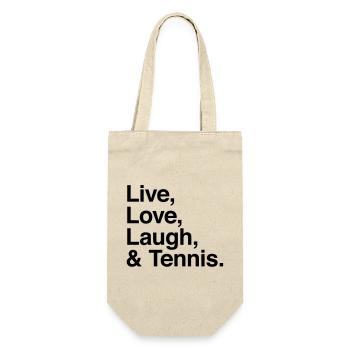 live love laugh and tennis - Geschenkbeutel für Flaschen - Natur - Vorne