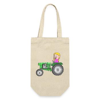 Traktor Kinder - Geschenkbeutel für Flaschen - Natur - Vorne
