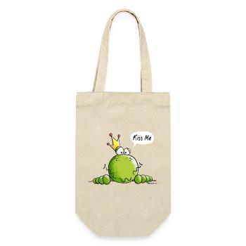 Frosch mit Krone - Frösche - König - Kiss Me - Geschenkbeutel für Flaschen - Natur - Vorne