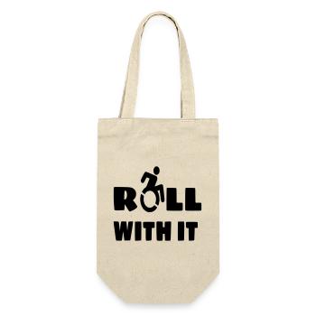 Ich rolle mit meinem Rollstuhl, Rolle, Behinderten # - Geschenkbeutel für Flaschen - Natur - Vorne