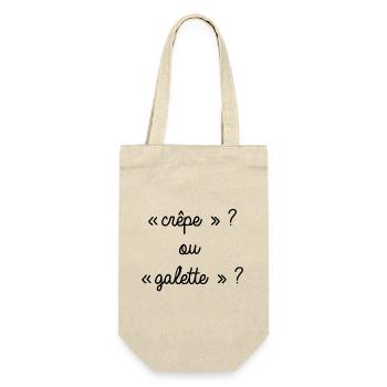 Bretagne - Crêpe ou galette ? - Sac à bouteille - nature - Devant