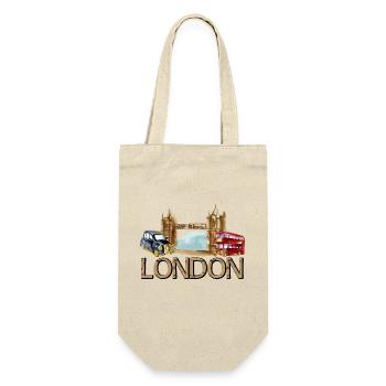 London England Tower Bridge Taxi Bus - Geschenkbeutel für Flaschen - Natur - Vorne