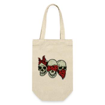 Drei Schädel mit roter Augenmaske / Three Skulls - Geschenkbeutel für Flaschen - Natur - Vorne