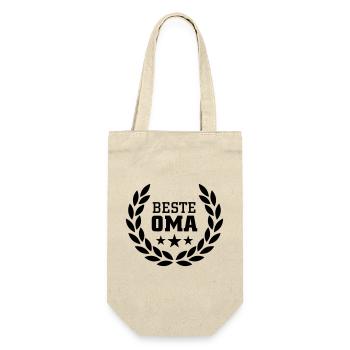 Beste Oma - Geschenkbeutel für Flaschen - Natur - Vorne