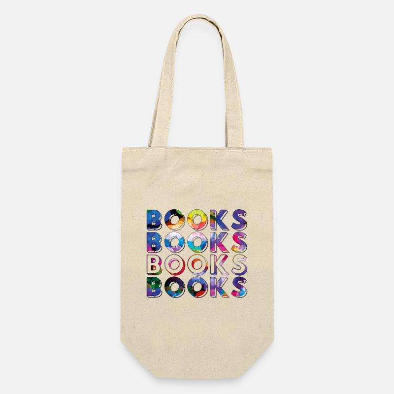Bücher, Bücher, Bücher, Bücher bunt - Geschenkbeutel für Flaschen - Natur