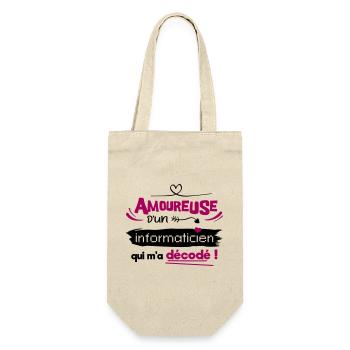 Amoureuse d'un informaticien ! humour geek - Sac à bouteille - nature - Devant