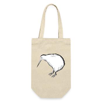 Kiwi Vogel Illustration in Schwarzweiß - Geschenkbeutel für Flaschen - Natur - Vorne