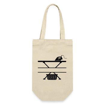 Iron, ironing board and laundry basket, text banner - Gift Bag for Bottles - nature - Front