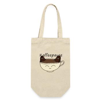Kaffeepause - Geschenkbeutel für Flaschen - Natur - Vorne