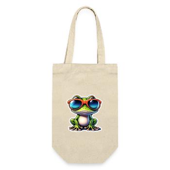 Frosch / Tier / Quack / Kröte / Teich / hüpfen - Geschenkbeutel für Flaschen - Natur - Vorne