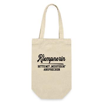 Klempnerin Meisterin Klempnermeisterin Klempnerei - Geschenkbeutel für Flaschen - Natur - Vorne