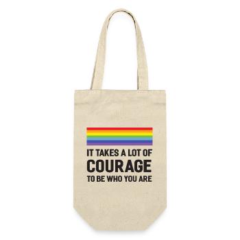 LGBTQ Pride Month – Es braucht viel Mut - Geschenkbeutel für Flaschen - Natur - Vorne