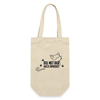 Die mit der Katze spricht lustige Katzen Sprüche - Geschenkbeutel für Flaschen - Natur - Vorne