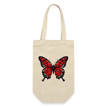 Schmetterling mit Herz Herzen - Geschenkbeutel für Flaschen - Natur - Vorne