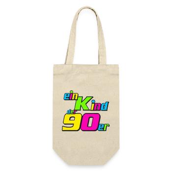 90er Party , Mottoparty , 90er Jahre Kind (25) - Geschenkbeutel für Flaschen - Natur - Vorne
