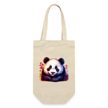 Panda - Geschenkbeutel für Flaschen - Natur - Vorne