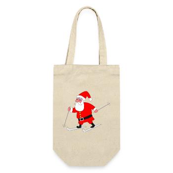 Santa Claus on skis - Gift Bag for Bottles - nature - Front