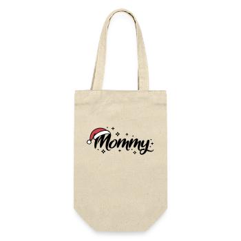 Weihnachtsmütze Mommy Mama - Geschenkbeutel für Flaschen - Natur - Vorne