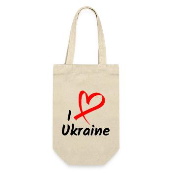 I Love Ukraine Ich Liebe Ukraine Herz Geschenk - Geschenkbeutel für Flaschen - Natur - Vorne