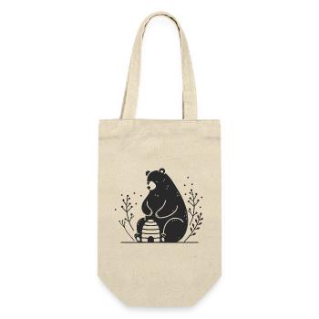 A gentle-looking brown bear with a beehive - Gift Bag for Bottles - nature - Front