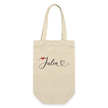Julia Nom Prénom Calligraphie Coeur - Sac à bouteille - nature - Devant