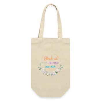GLÜCK IST WENN MAN EINE FREUND WIE DICH HAT! - Geschenkbeutel für Flaschen - Natur - Vorne