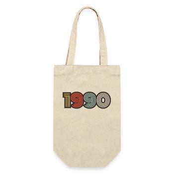 1990 Retro Jahrgang - Geschenkbeutel für Flaschen - Natur - Vorne