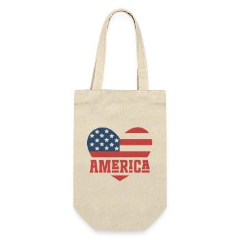 America Flag Heart - Gift Bag for Bottles - nature - Front