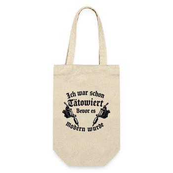 Ich war schon tätowiert bevor es modern wurde - Geschenkbeutel für Flaschen - Natur - Vorne