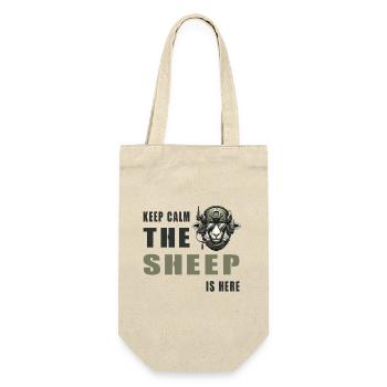 Schaf – Keep Calm Design - Geschenkbeutel für Flaschen - Natur - Vorne