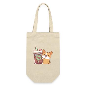 Cute Corgi Puppy Hugging Iced Coffee - Gift Bag for Bottles - nature - Front