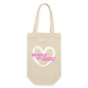 Hustle with Heart (pink) - Geschenkbeutel für Flaschen - Natur - Vorne