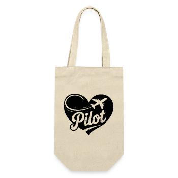 Pilot Herz Design - Geschenkbeutel für Flaschen - Natur - Vorne